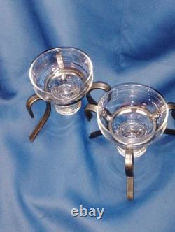 MCM Modern PAIR Danish Wrought Iron and Glass Votive Candle Tea Light Holder