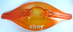 MCM Viking Glass Persimmon 18.5 Console Bowl with 2 Candle Holders & Candles