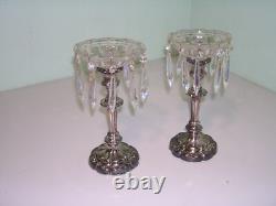 MCM Vintage silver CRYSTAL Glass CANDLESTICK Candle Holders BOBECHE