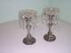 Mcm Vintage Silver Crystal Glass Candlestick Candle Holders Bobeche