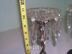 MCM Vintage silver CRYSTAL Glass CANDLESTICK Candle Holders BOBECHE