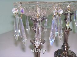 MCM Vintage silver CRYSTAL Glass CANDLESTICK Candle Holders BOBECHE
