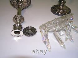 MCM Vintage silver CRYSTAL Glass CANDLESTICK Candle Holders BOBECHE