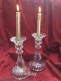 MIB FLAWLESS Exquisite BACCARAT Crystal BAMBOUS Pair CANDLESTICKS CANDLE HOLDERS