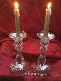 MIB FLAWLESS Stunning BACCARAT Glass BAMBOUS Crystal 2 CANDLESTICK CANDLE HOLDER