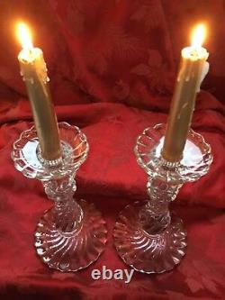 MIB FLAWLESS Stunning BACCARAT Glass BAMBOUS Crystal 2 CANDLESTICK CANDLE HOLDER