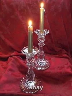 MIB FLAWLESS Stunning BACCARAT Glass BAMBOUS Crystal 2 CANDLESTICK CANDLE HOLDER