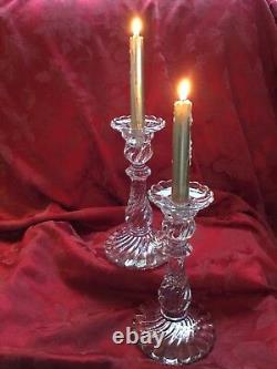 MIB FLAWLESS Stunning BACCARAT Glass BAMBOUS Crystal 2 CANDLESTICK CANDLE HOLDER