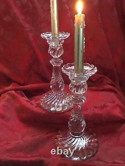 MIB FLAWLESS Stunning BACCARAT Glass BAMBOUS Crystal 2 CANDLESTICK CANDLE HOLDER