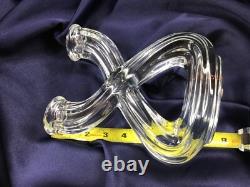 MID CENTURY MODERN set of 2 double CANDLE HOLDERS crystal GLASS VANNES LE CHATEL