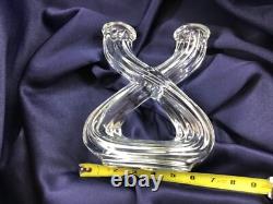 MID CENTURY MODERN set of 2 double CANDLE HOLDERS crystal GLASS VANNES LE CHATEL