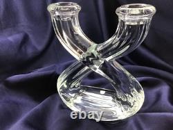 MID CENTURY MODERN set of 2 double CANDLE HOLDERS crystal GLASS VANNES LE CHATEL