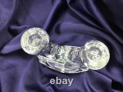 MID CENTURY MODERN set of 2 double CANDLE HOLDERS crystal GLASS VANNES LE CHATEL