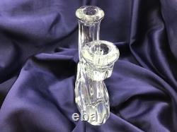 MID CENTURY MODERN set of 2 double CANDLE HOLDERS crystal GLASS VANNES LE CHATEL