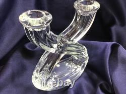 MID CENTURY MODERN set of 2 double CANDLE HOLDERS crystal GLASS VANNES LE CHATEL