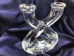 MID CENTURY MODERN set of 2 double CANDLE HOLDERS crystal GLASS VANNES LE CHATEL