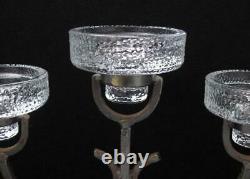 MID Century Modern Swedish Wrought Iron & Glass Candelabra Candle Holder Design