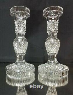 MINT CONDITION! Vintage Waterford Alana 8 (20.5 cm) Crystal Candlesticks SIGNED