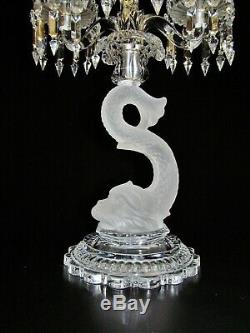 Magnificent Three Light Dauphin Baccarat Crystal Candelabra / Candle Holder