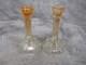 Marigold Iridescent Taper Candle Holder Amber 7 Tall Vintage Decor Set 2 Glass