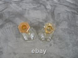Marigold Iridescent Taper Candle Holder Amber 7 Tall Vintage Decor Set 2 Glass