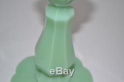 Martha By Mail Jadeite Green Glass Scalloped Candle Holders -2