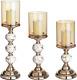 Masmoy Christmas Gold Decorative Candle Holder, Pillar Candlestick Holders For S