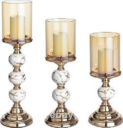 Masmoy Christmas Gold Decorative Candle Holder, Pillar Candlestick Holders for S