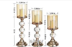 Masmoy Christmas Gold Decorative Candle Holder, Pillar Candlestick Holders for S