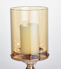 Masmoy Christmas Gold Decorative Candle Holder, Pillar Candlestick Holders for S