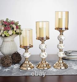 Masmoy Christmas Gold Decorative Candle Holder, Pillar Candlestick Holders for S