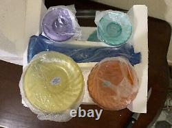 May Department Stores Glass Candle Stick Holder Set Of 7 Various Colors 2002 NIB