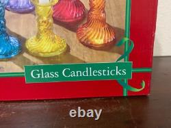 May Department Stores Glass Candle Stick Holder Set Of 7 Various Colors 2002 NIB