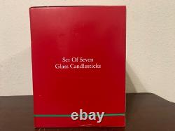 May Department Stores Glass Candle Stick Holder Set Of 7 Various Colors 2002 NIB