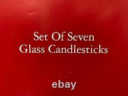May Department Stores Glass Candle Stick Holder Set Of 7 Various Colors 2002 NIB