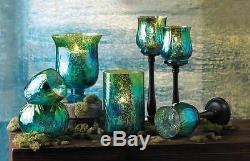 Mediterranean Tide Candle Holders Green Blue and Gold