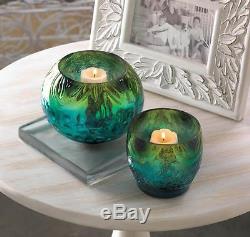 Mediterranean Tide Candle Holders Green Blue and Gold