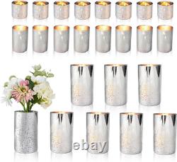 Mercury Glass Candle Holders & Vases Set for Weddings & Parties (24 Pcs)