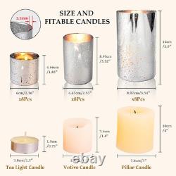 Mercury Glass Candle Holders & Vases Set for Weddings & Parties (24 Pcs)