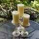 Mercury Glass Pillar Candle Holder Set Of 3 / With Or Without Beeswax Candle