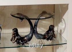 Mermaid Duet Table Server Candle Holder Centerpiece Sculpture Sealife 17.5W