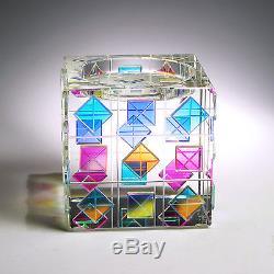 Mesmerizing Modern Optic Crystal CANDLE HOLDER with Dichroic Glass by Ray Lapsys
