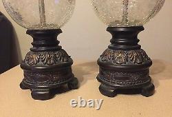 Metal & Cracked Glass Large Candle Holders