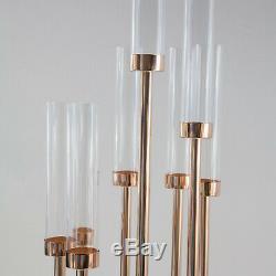 Metal Glass Candle Holder Staggered 140cm Rose Gold Centrepiece Aisle Decor