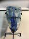 Mexican Handmade Bluish Glass Mask Candle Holder