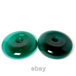 Mid Century Blenko Glass Juniper/Green Anderson Donut Candle Holders Very Rare