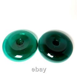 Mid Century Blenko Glass Juniper/Green Anderson Donut Candle Holders Very Rare