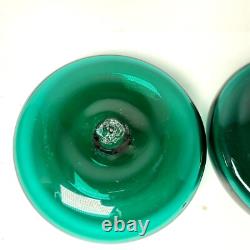 Mid Century Blenko Glass Juniper/Green Anderson Donut Candle Holders Very Rare