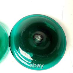 Mid Century Blenko Glass Juniper/Green Anderson Donut Candle Holders Very Rare