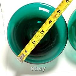 Mid Century Blenko Glass Juniper/Green Anderson Donut Candle Holders Very Rare